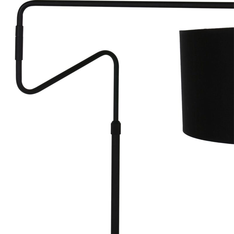 Zwarte vloerlamp 'kleine booglamp' Linstrom 2132ZW met zwart gouden kap - Afbeelding 12