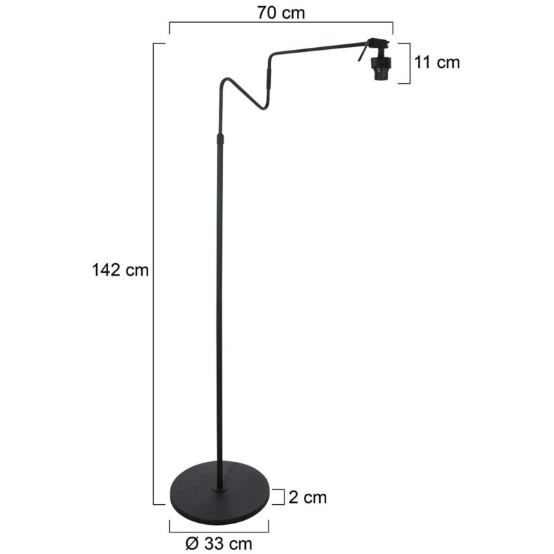 Zwarte vloerlamp 'kleine booglamp' Linstrom 3405ZW zonder lampenkap - Afbeelding 6