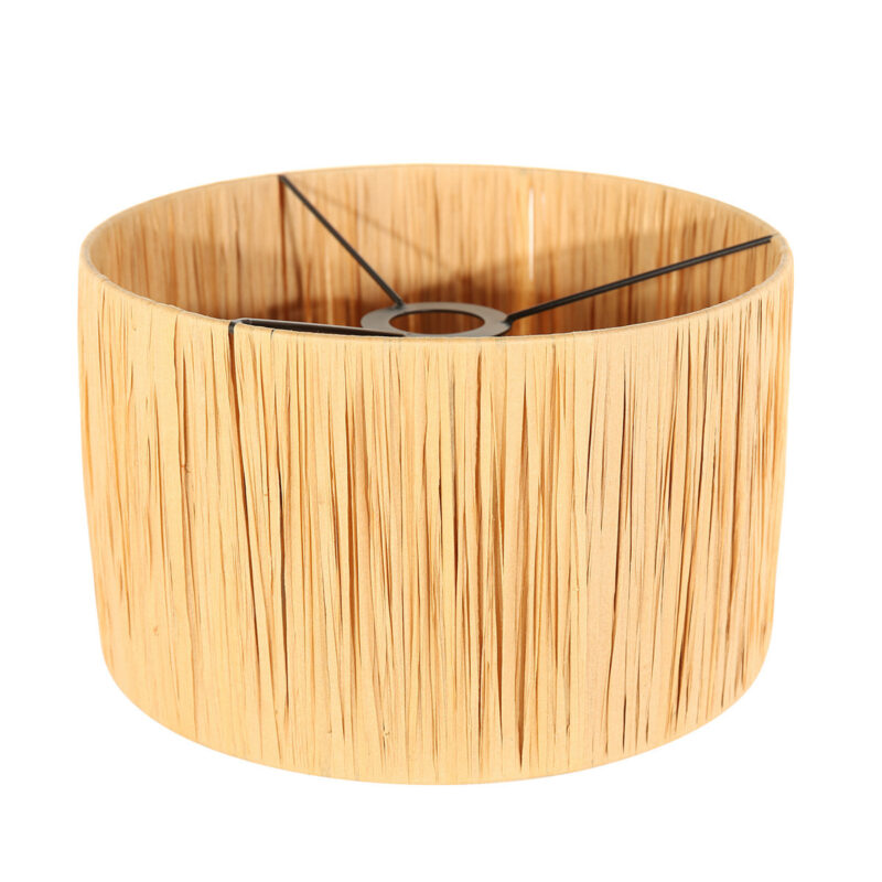 Zwarte vloerlamp 'kleine booglamp' Linstrom 3730ZW met beige/gele gras kap - Afbeelding 5