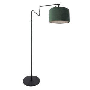 Zwarte vloerlamp 'kleine booglamp' Linstrom 3735ZW met groene velours kap Greenwave