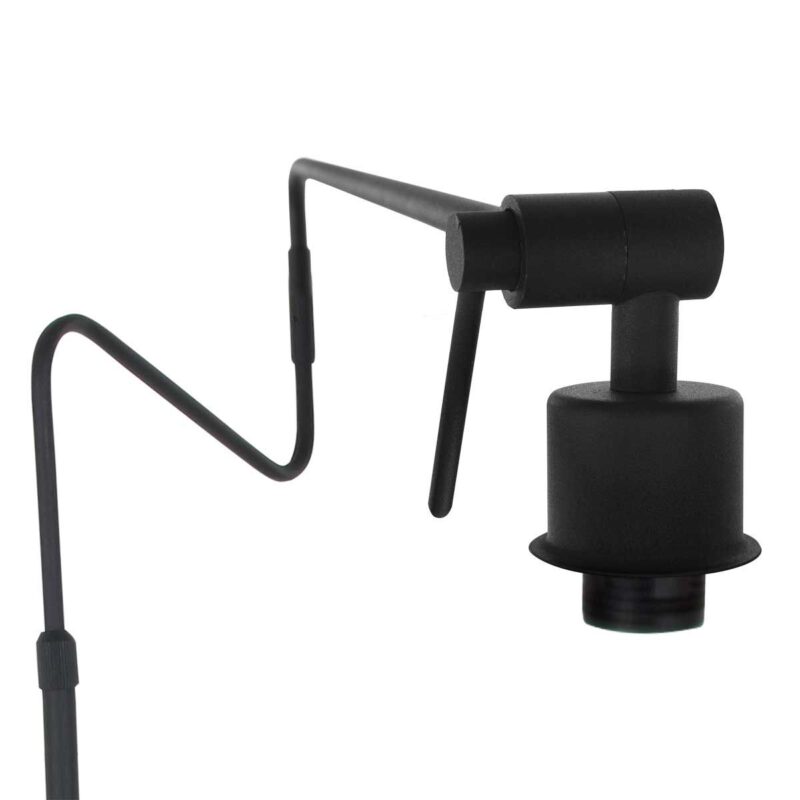 Zwarte vloerlamp 'kleine booglamp' Linstrom 4155ZW met blank bamboe kap - Afbeelding 4