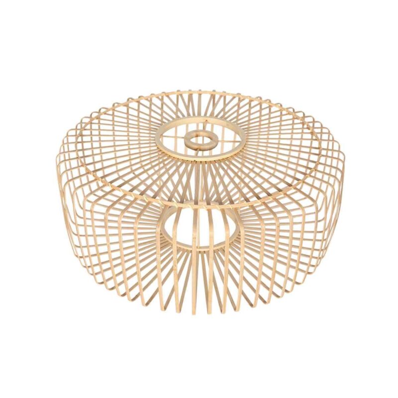 Zwarte vloerlamp 'kleine booglamp' Linstrom 4155ZW met blank bamboe kap - Afbeelding 5