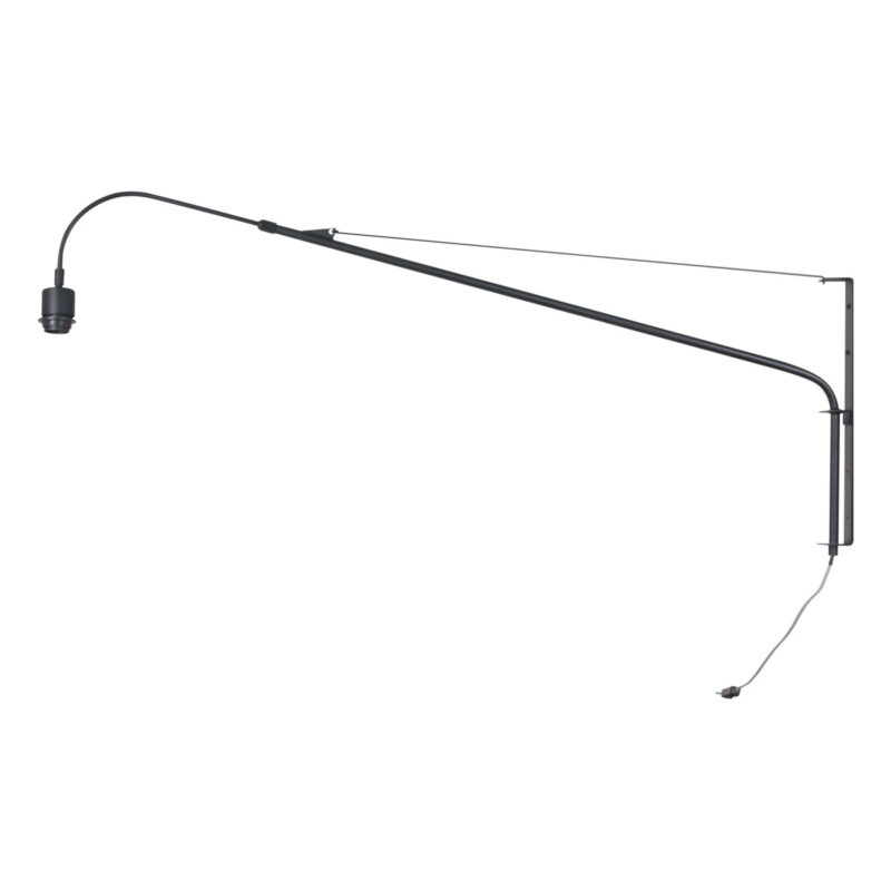 Zwarte wandlamp Elegant Classy 3699ZW met zwart naturel bamboe kap - Afbeelding 10