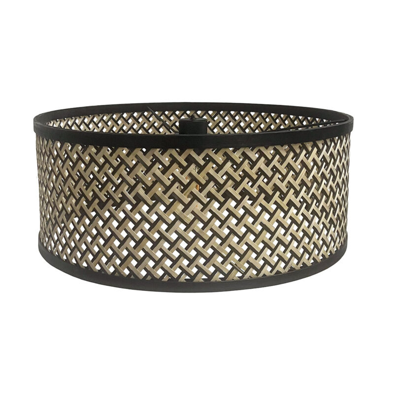 Zwarte wandlamp Elegant Classy 3699ZW met zwart naturel bamboe kap - Afbeelding 6
