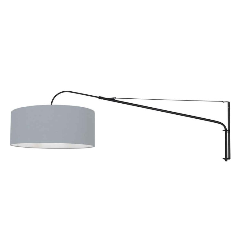 Zwarte wandlamp Elegant Classy 3922ZW met blauw linnen kap - Afbeelding 2