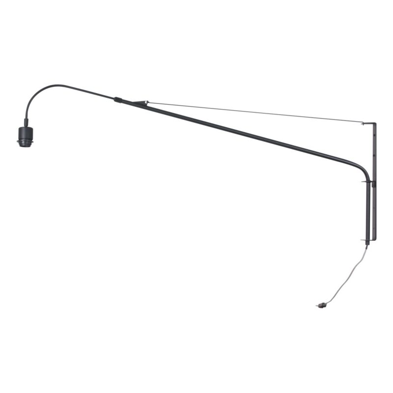 Zwarte wandlamp Elegant Classy 3922ZW met blauw linnen kap - Afbeelding 8