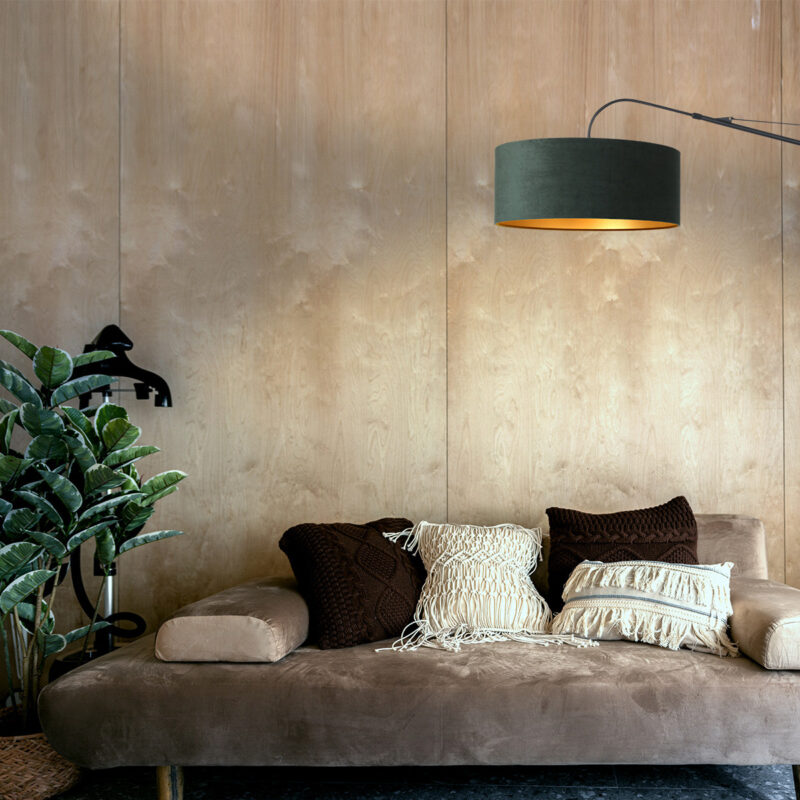 Zwarte wandlamp Elegant Classy 8133ZW met groen velours kap - Afbeelding 3