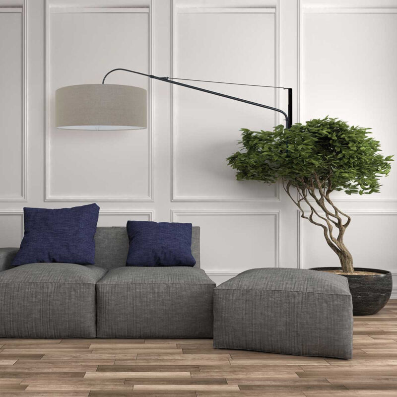 Zwarte wandlamp Elegant Classy 8135ZW met goud velours kap - Afbeelding 19