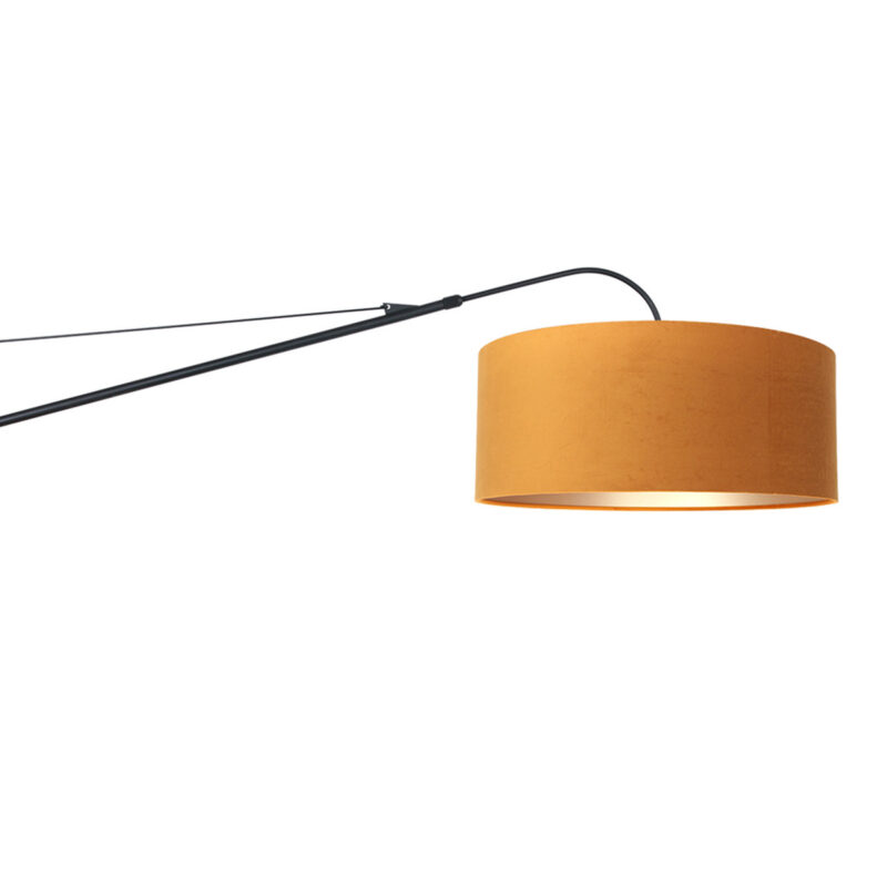 Zwarte wandlamp Elegant Classy 8135ZW met goud velours kap - Afbeelding 20