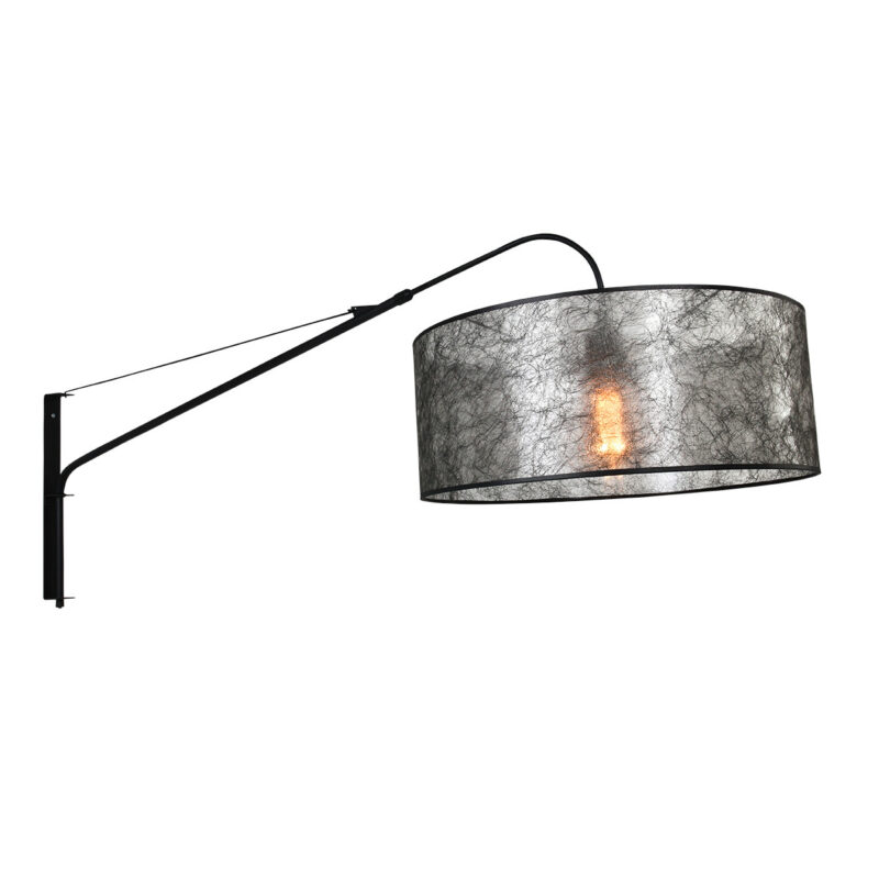 Zwarte wandlamp Elegant Classy 9320ZW met zwart-Sizoflor kap - Afbeelding 9