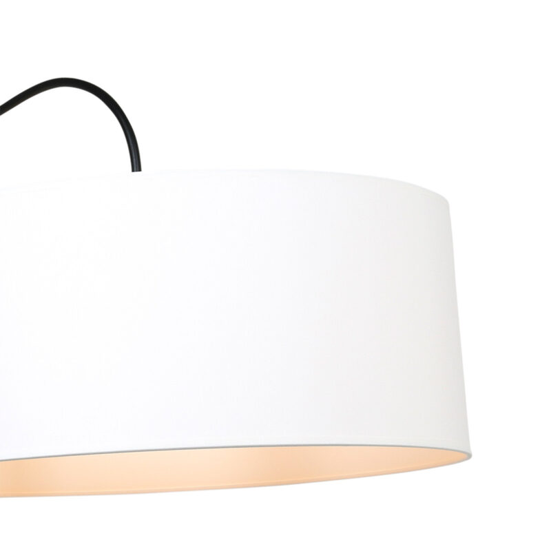 Zwarte wandlamp Elegant Classy 9321ZW met wit fijn linnen kap - Afbeelding 4
