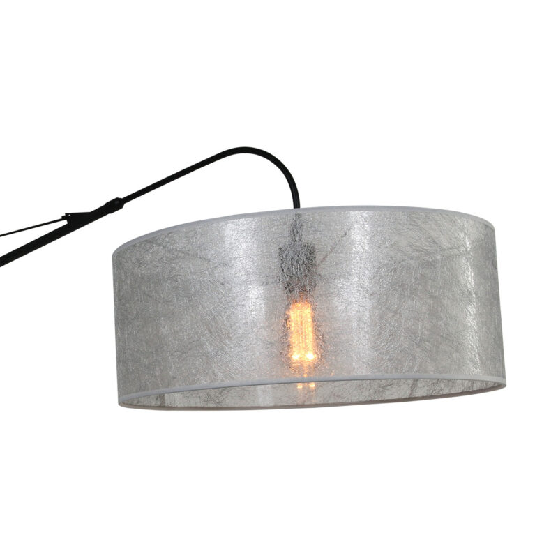 Zwarte wandlamp Elegant Classy 9322ZW met zilver-Sizoflor kap - Afbeelding 10
