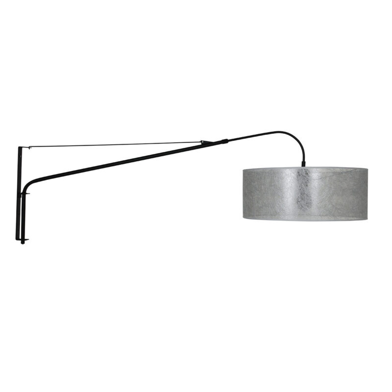 Zwarte wandlamp Elegant Classy 9322ZW met zilver-Sizoflor kap - Afbeelding 11