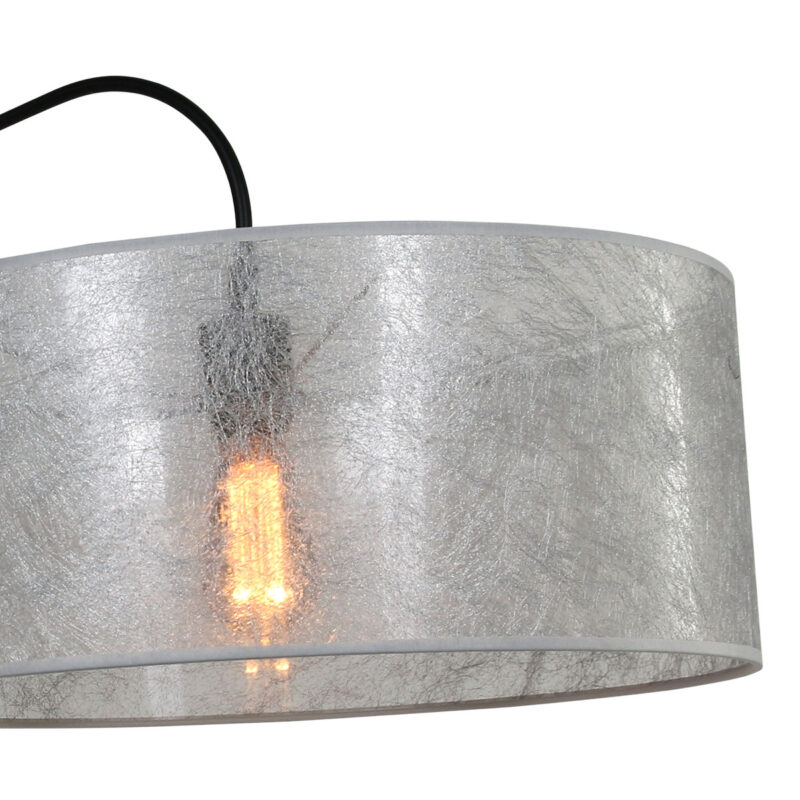Zwarte wandlamp Elegant Classy 9322ZW met zilver-Sizoflor kap - Afbeelding 3