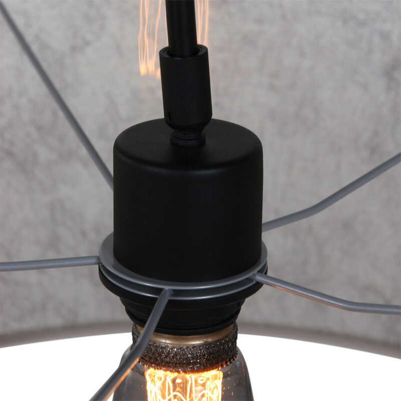 Zwarte wandlamp Elegant Classy 9322ZW met zilver-Sizoflor kap - Afbeelding 4
