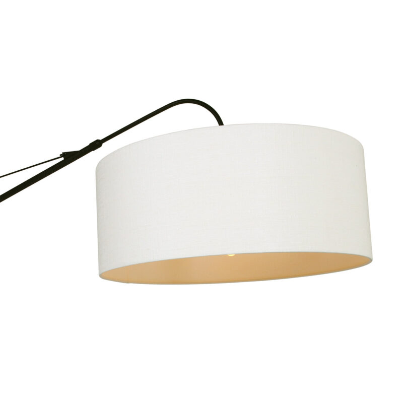 Zwarte wandlamp Elegant Classy 9323ZW met wit grof linnen kap - Afbeelding 11