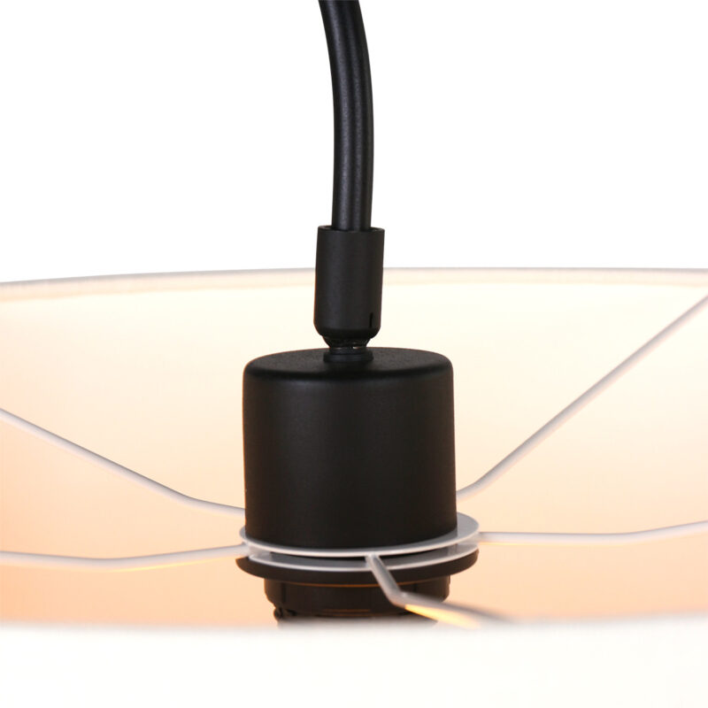 Zwarte wandlamp Elegant Classy 9323ZW met wit grof linnen kap - Afbeelding 12