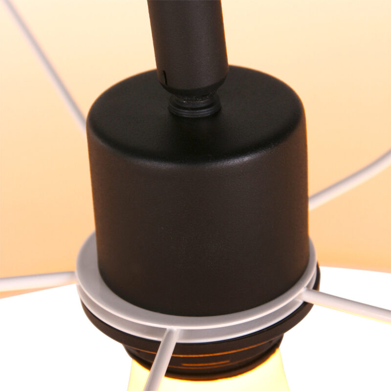 Zwarte wandlamp Elegant Classy 9323ZW met wit grof linnen kap - Afbeelding 13