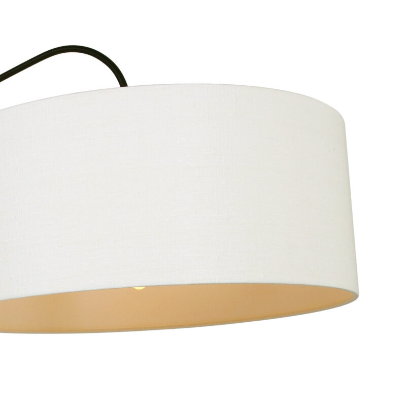 Zwarte wandlamp Elegant Classy 9323ZW met wit grof linnen kap - Afbeelding 4