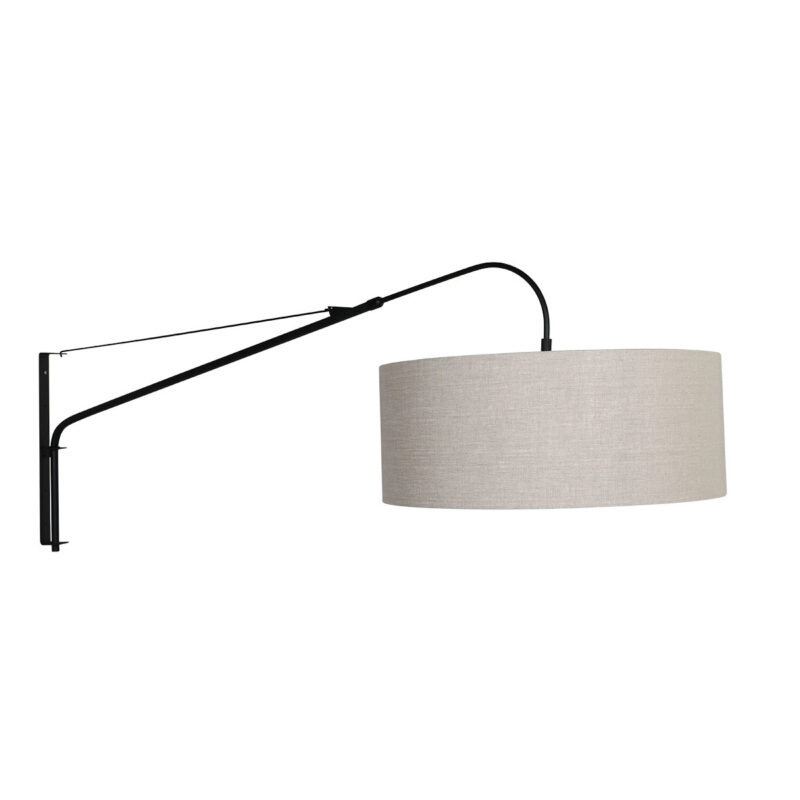 Zwarte wandlamp Elegant Classy 9324ZW met grijs linnen kap - Afbeelding 10