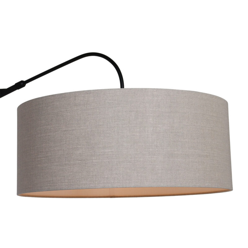 Zwarte wandlamp Elegant Classy 9324ZW met grijs linnen kap - Afbeelding 3