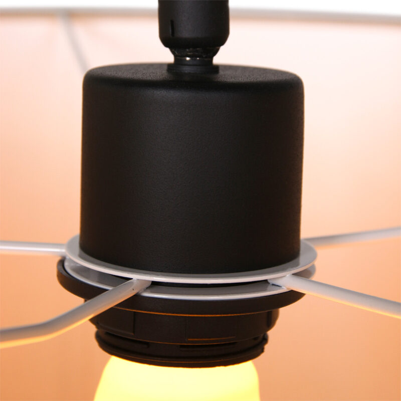 Zwarte wandlamp Elegant Classy 9324ZW met grijs linnen kap - Afbeelding 4