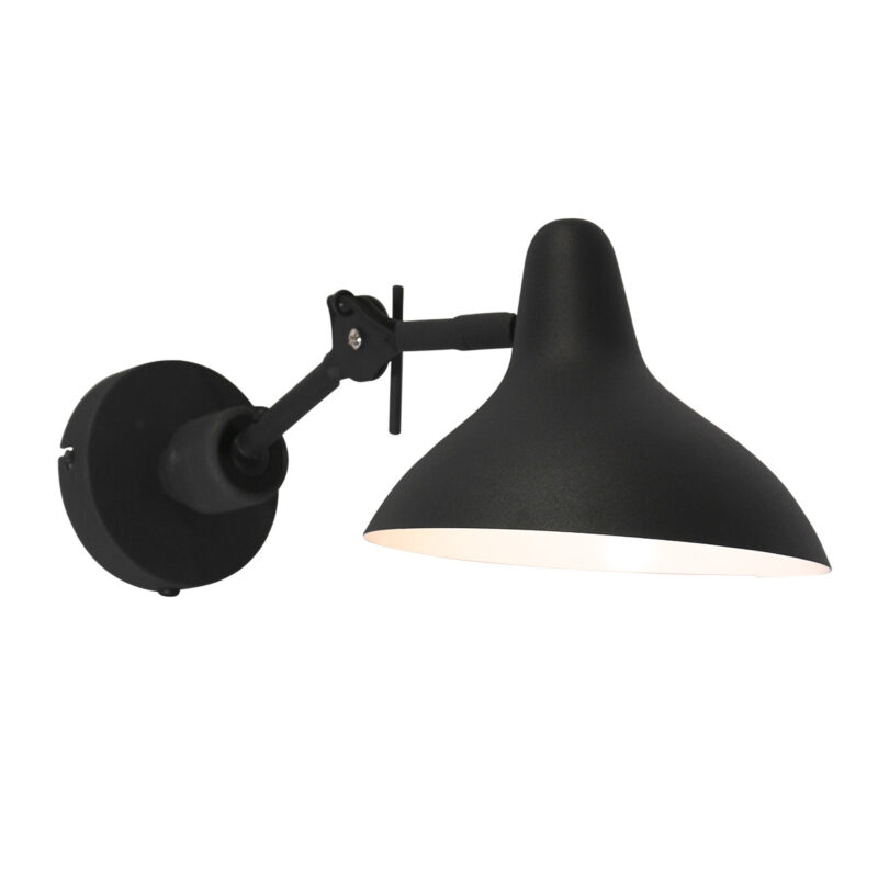 Zwarte wandlamp Kasket 2693ZW met grote fitting en schakelaar - Afbeelding 2
