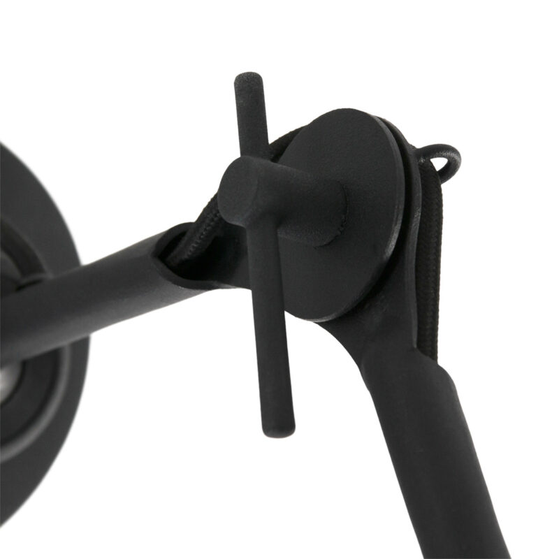 Zwarte wandlamp Kasket 2693ZW met grote fitting en schakelaar - Afbeelding 4
