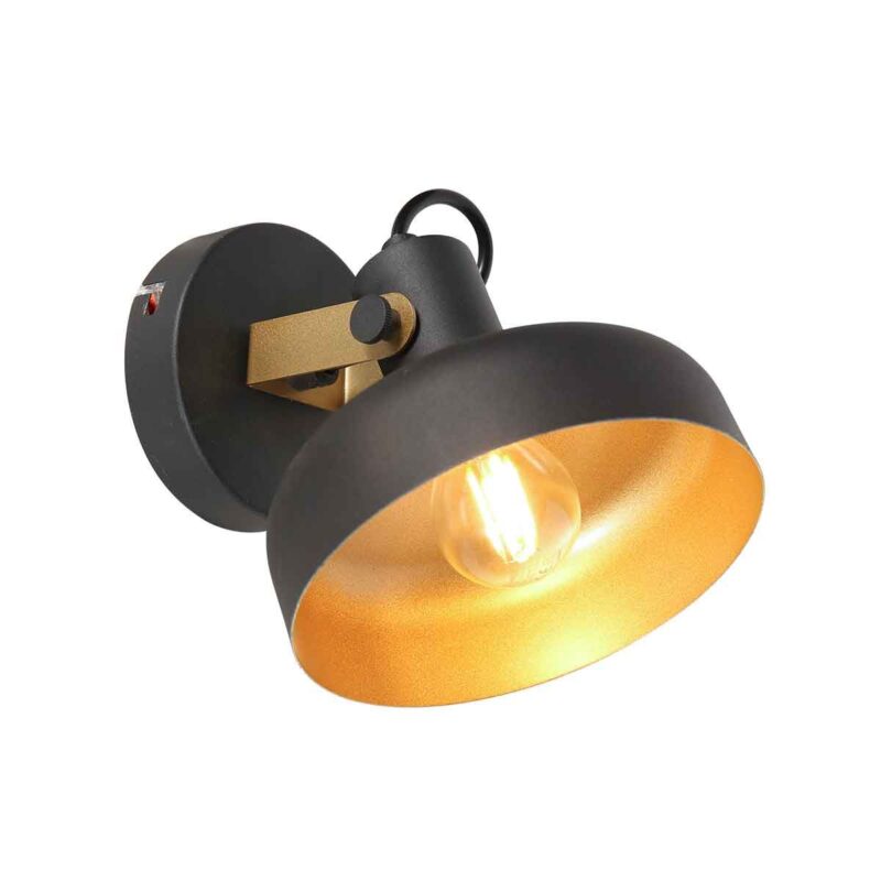 Zwarte wandlamp Prato 4118ZW met E14 fitting - Afbeelding 2