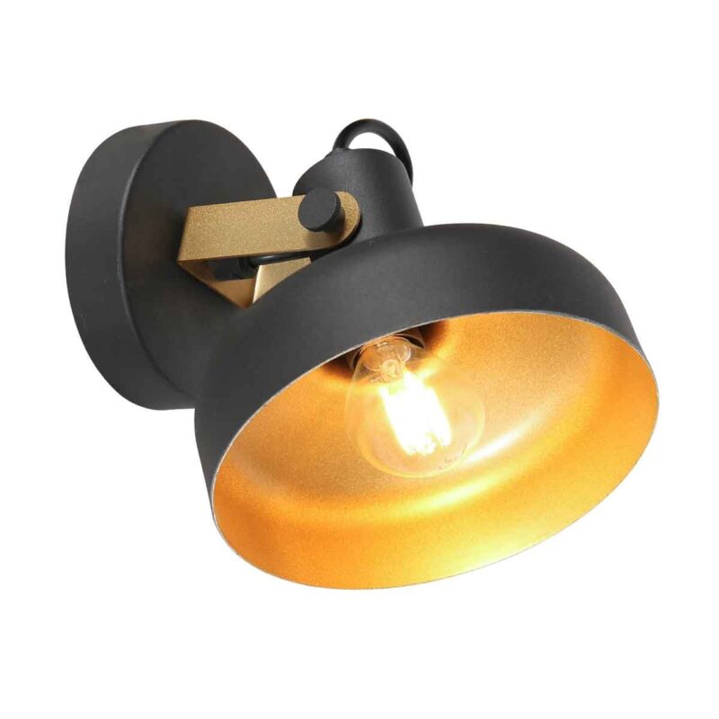 Zwarte wandlamp Prato 4118ZW met E14 fitting - Afbeelding 8