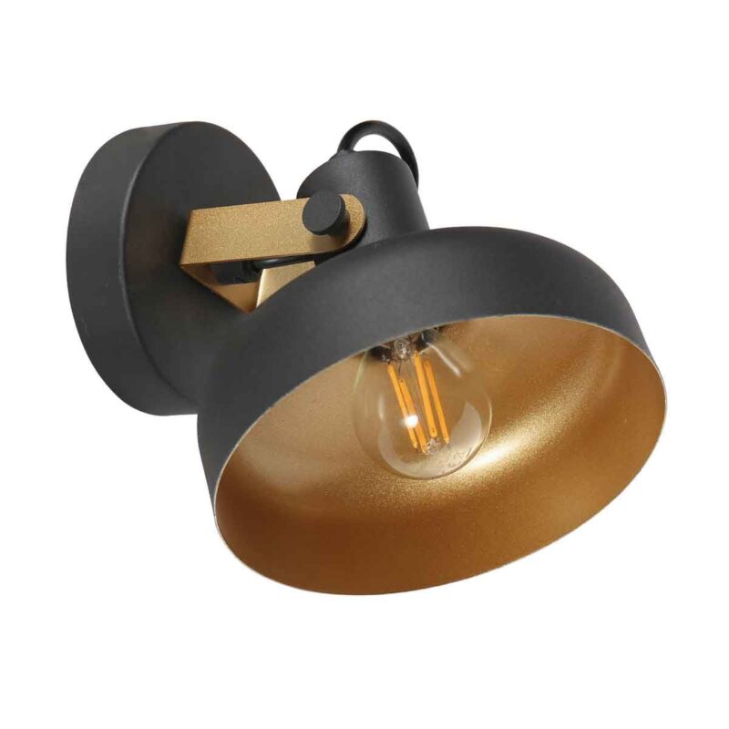 Zwarte wandlamp Prato 4118ZW met E14 fitting - Afbeelding 9