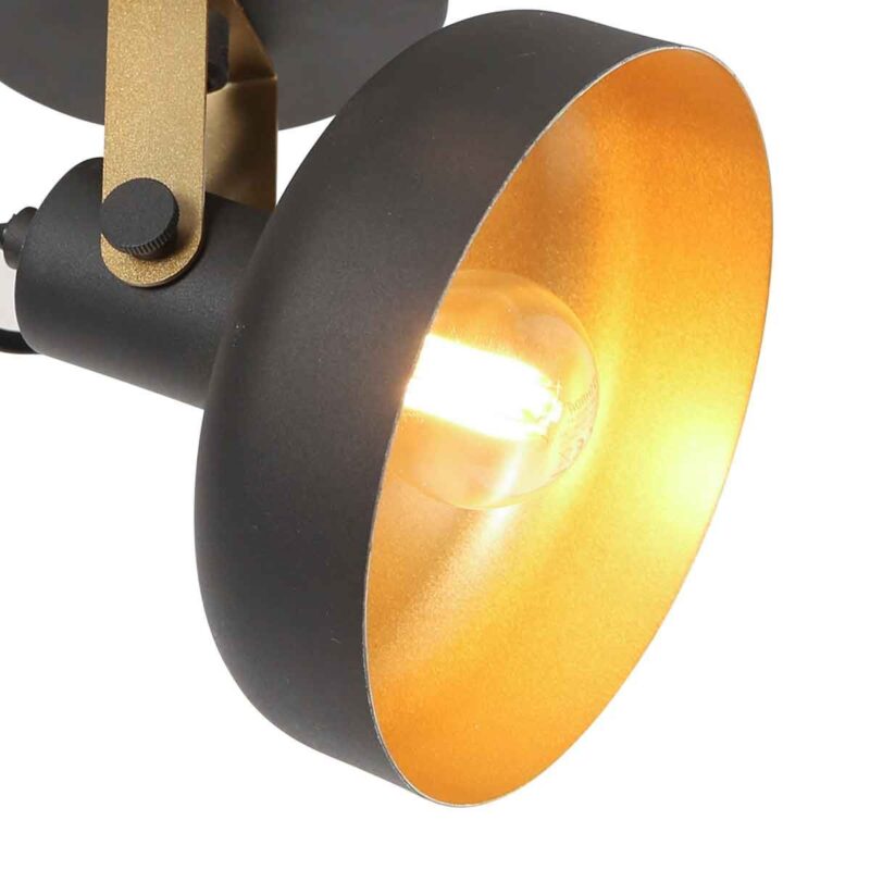 Zwarte wandlamp Prato 4118ZW met E14 fitting - Afbeelding 3
