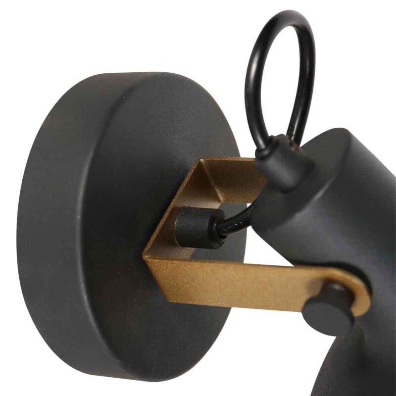 Zwarte wandlamp Prato 4118ZW met E14 fitting - Afbeelding 4