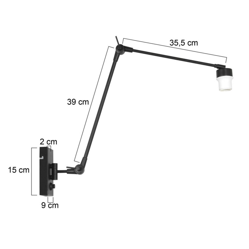 Applique noire Prestige Chic 7396ZW sans abat-jour - Image 6
