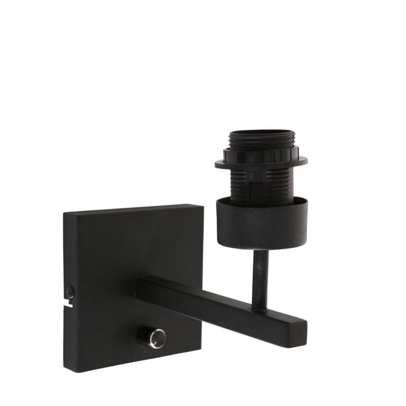 Zwarte wandlamp Stang 3709ZW met draai schakelaar en naturel zwart bamboe kap - Afbeelding 14