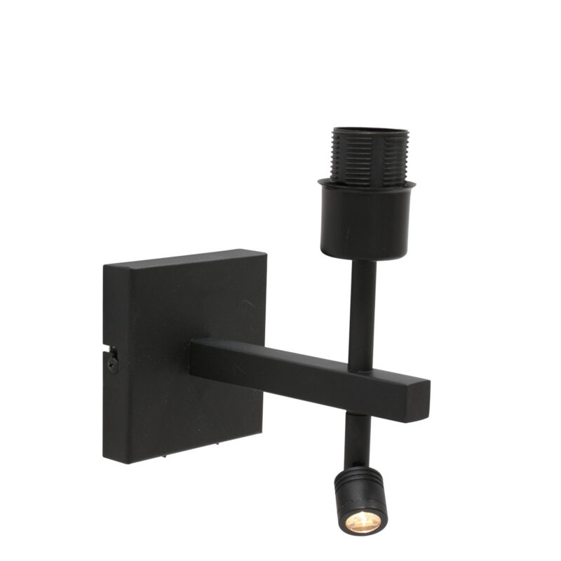 Zwarte wandlamp Stang 8203ZW met leeslamp en grijs linnen kap - Afbeelding 16