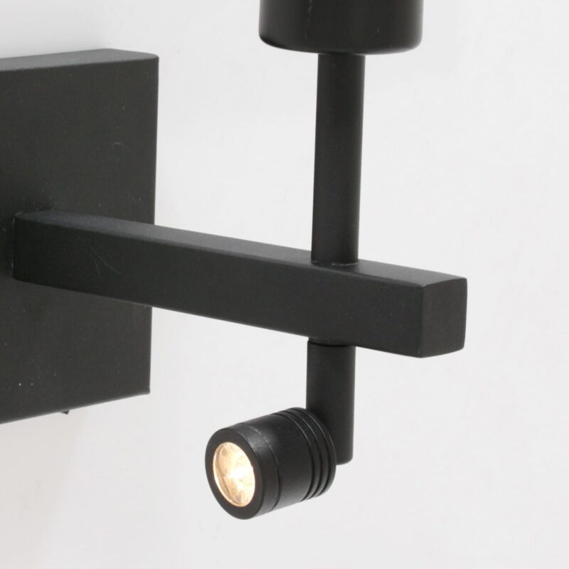 Zwarte wandlamp Stang 8205ZW met leeslamp en groen velours kap - Afbeelding 4