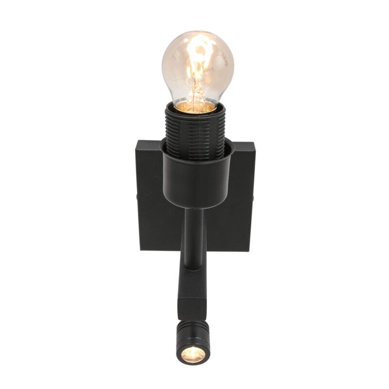 Zwarte wandlamp Stang 8206ZW met leeslamp en grijs velours kap - Afbeelding 12