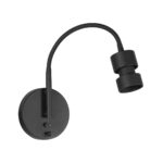 Flexibele wandlamp met verstelbare kop voor gericht verlichting, modern design in mat zwart.