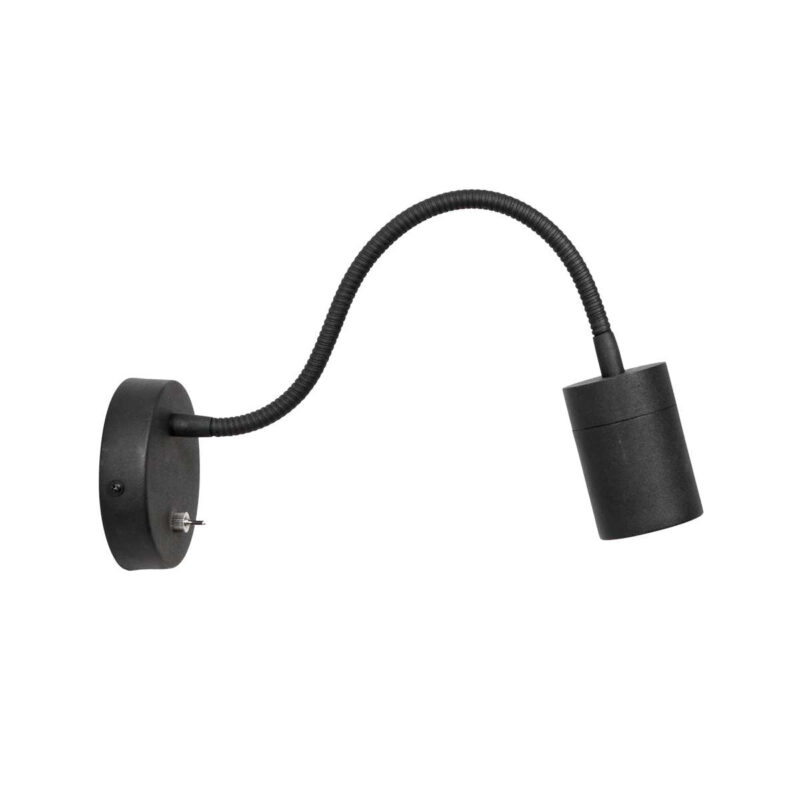 Zwarte wandlamp met flexibele arm 3390ZW Upround inclusief lichtbron - Afbeelding 2