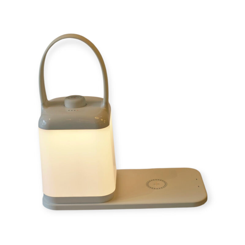 lantaarn tafellamp wit oplaadbaar met dimmer en oplaadstation. usb draad en oplader meegeleverd