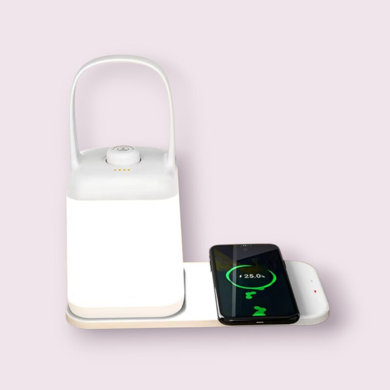 lantaarn tafellamp wit oplaadbaar met dimmer en oplaadstation. usb draad en oplader meegeleverd