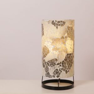 TL. Cilinder Glas Mozaiek Wit/Grijs 30 cm 15800-30-01