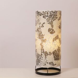 TL. Cilinder Glas Mozaiek Wit/Grijs 40 cm 15800-40-01