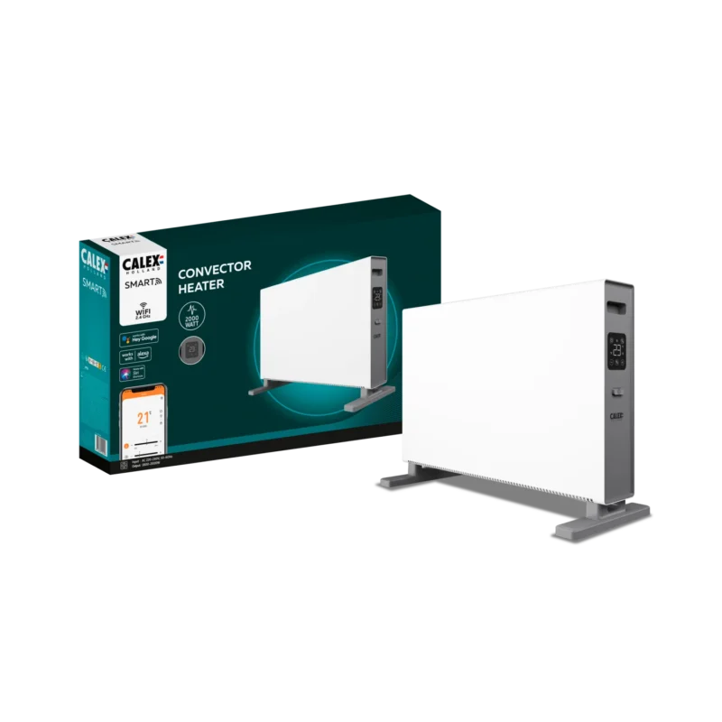 calex smart convector kachel wifi 2000w wit via app en paneel