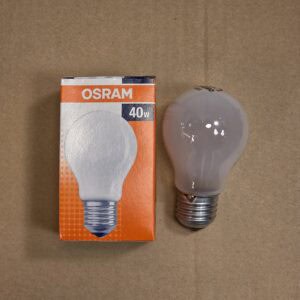 Gloeilamp en doos van OSRAM 40W, energiezuinige verlichting, geschikt voor woning en kantoor.