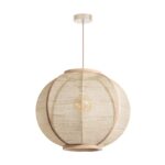 Decoratieve houten hanglamp voor sfeervolle verlichting.