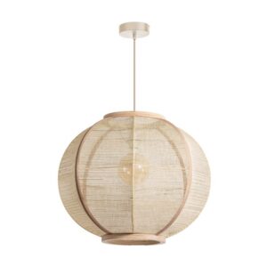 Decoratieve houten hanglamp voor sfeervolle verlichting.