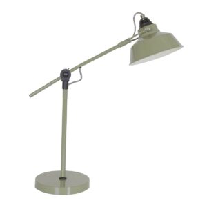 Kleurrijke industriële vintage bureaulamp, verstelbaar met metalen voet en draaibare arm, perfect voor woonkamer of kantoor, bekende LICHY LAMPEN collectie.