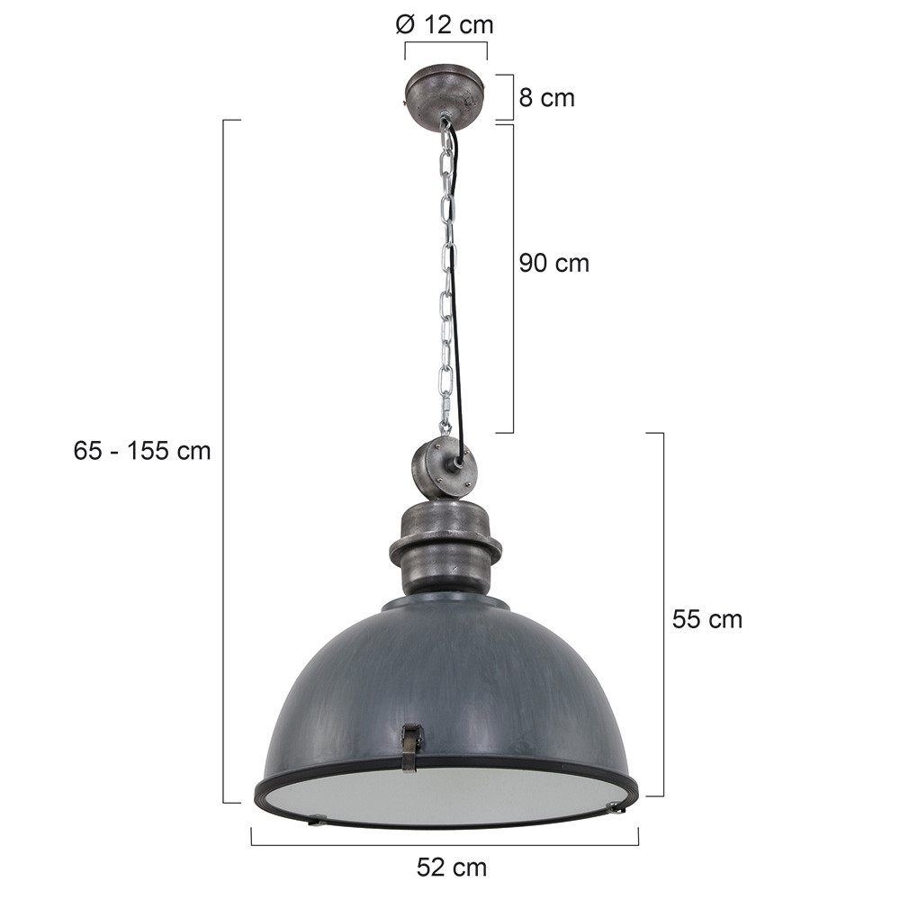 Hanglamp Bikkel XXL 7834GR Grijs Ø52cm E27 fitting - Afbeelding 6